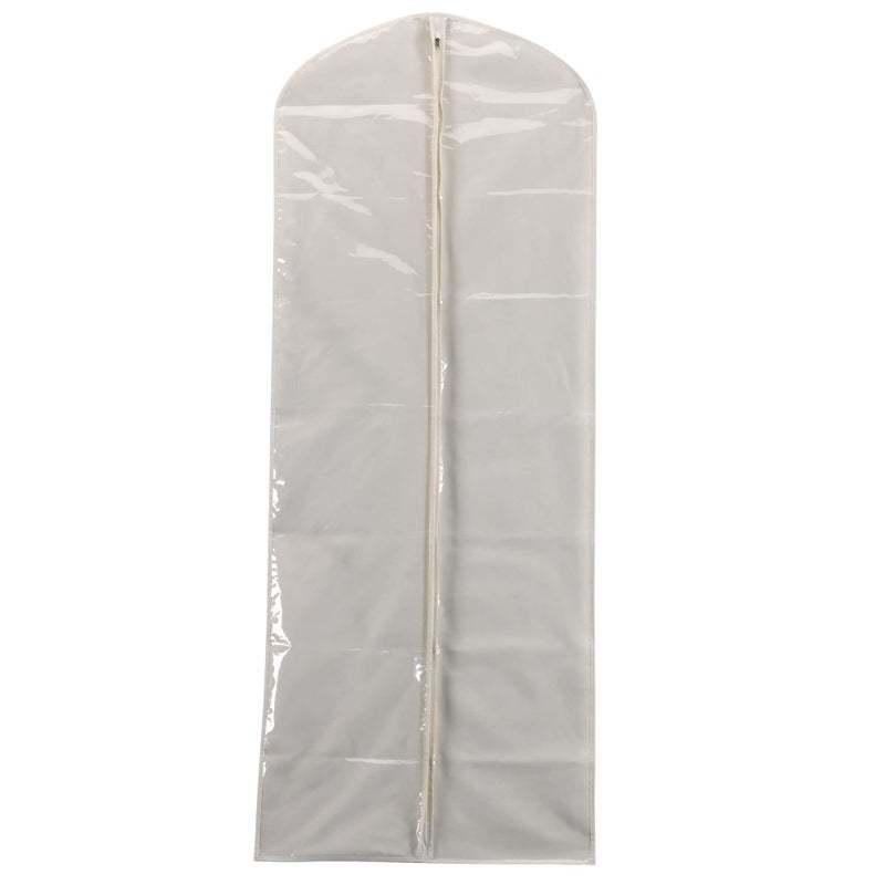 Household Essentials 311395 Hanging Garment Bag Dress Natural Cotton Canvas with Clear Vinyl Cover, Gown Protector,Off-White - Image 1